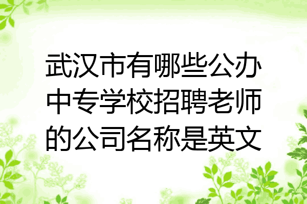 武汉市有哪些公办中专学校招聘老师的公司名称是英文