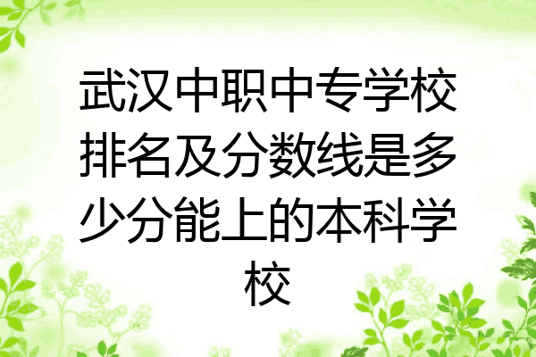 武汉中职中专学校排名及分数线是多少分能上的本科学校
