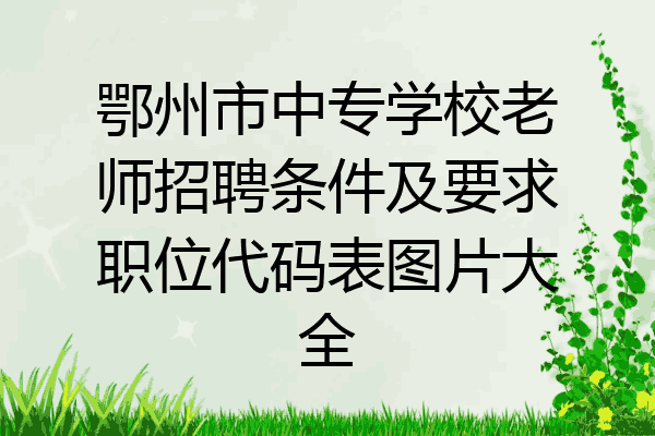 鄂州市中专学校老师招聘条件及要求职位代码表图片大全