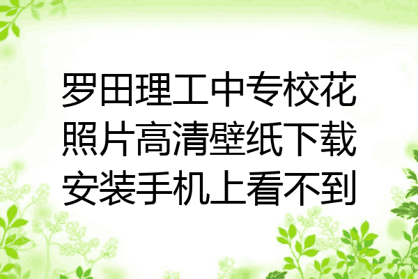 罗田理工中专校花照片高清壁纸下载安装手机上看不到