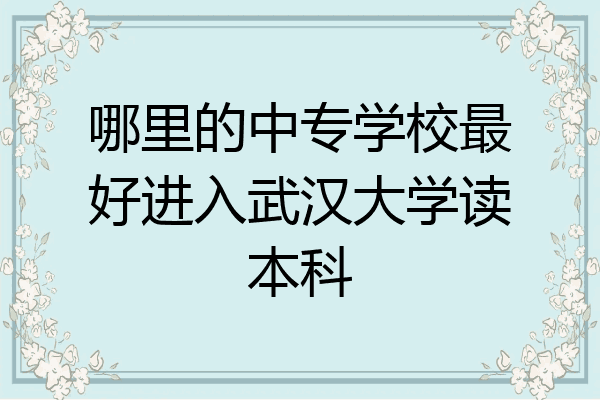 哪里的中专学校最好进入武汉大学读本科