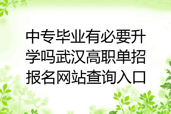 中专毕业有必要升学吗武汉高职单招报名网站查询入口