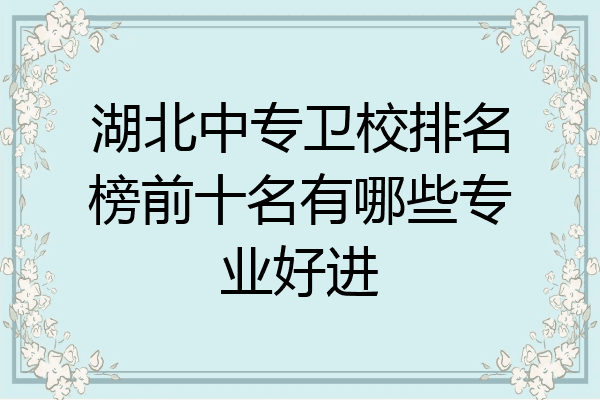 湖北中专卫校排名榜前十名有哪些专业好进