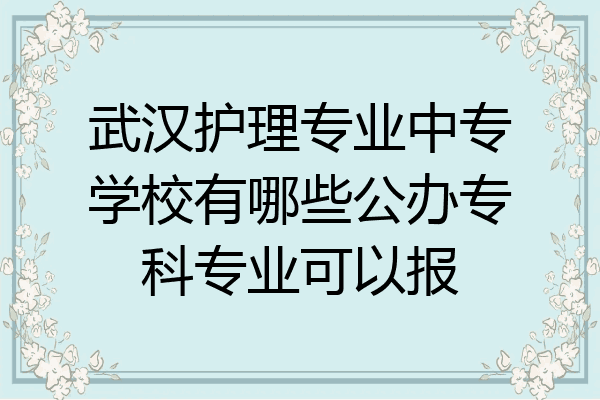武汉护理专业中专学校有哪些公办专科专业可以报