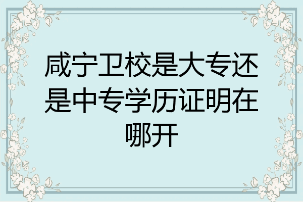 咸宁卫校是大专还是中专学历证明在哪开