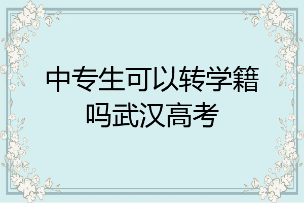 中专生可以转学籍吗武汉高考