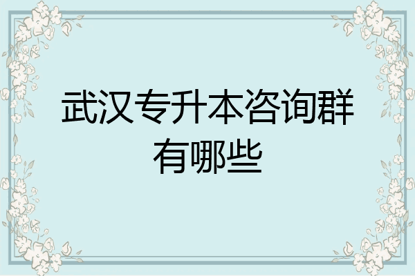 武汉专升本咨询群有哪些