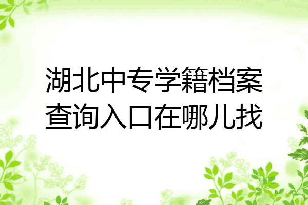 湖北中专学籍档案查询入口在哪儿找