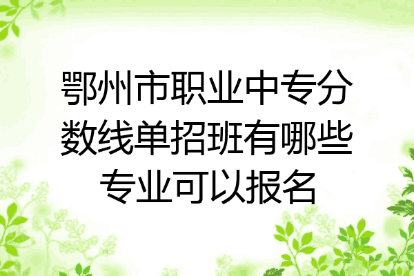 鄂州市职业中专分数线单招班有哪些专业可以报名