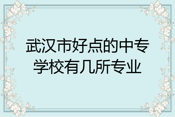 武汉市好点的中专学校有几所专业