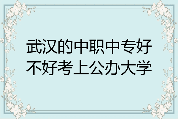 武汉的中职中专好不好考上公办大学