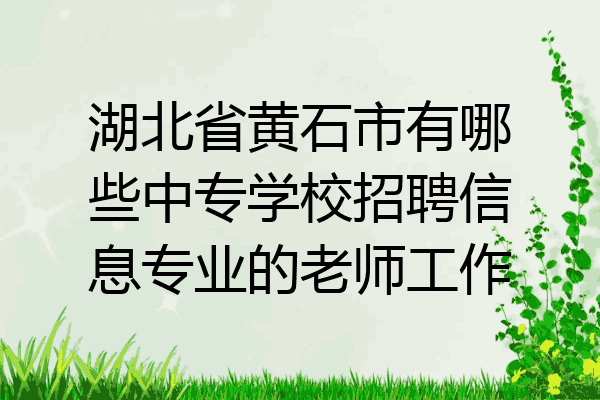 湖北省黄石市有哪些中专学校招聘信息专业的老师工作
