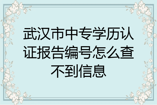 武汉市中专学历认证报告编号怎么查不到信息
