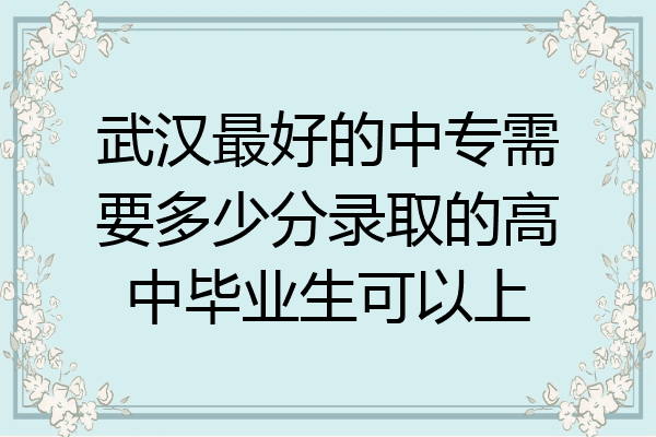 武汉最好的中专需要多少分录取的高中毕业生可以上