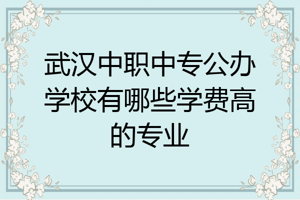 武汉中职中专公办学校有哪些学费高的专业