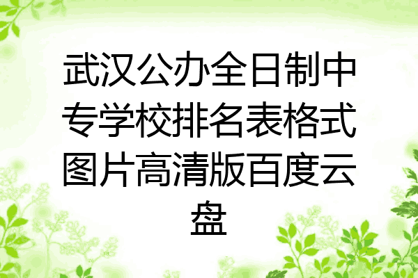 武汉公办全日制中专学校排名表格式图片高清版百度云盘