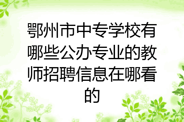 鄂州市中专学校有哪些公办专业的教师招聘信息在哪看的