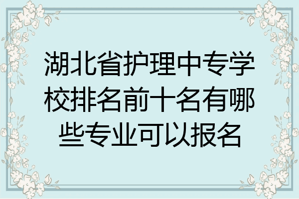 湖北省护理中专学校排名前十名有哪些专业可以报名