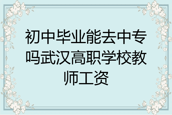 初中毕业能去中专吗武汉高职学校教师工资