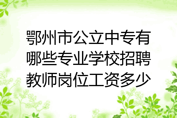 鄂州市公立中专有哪些专业学校招聘教师岗位工资多少