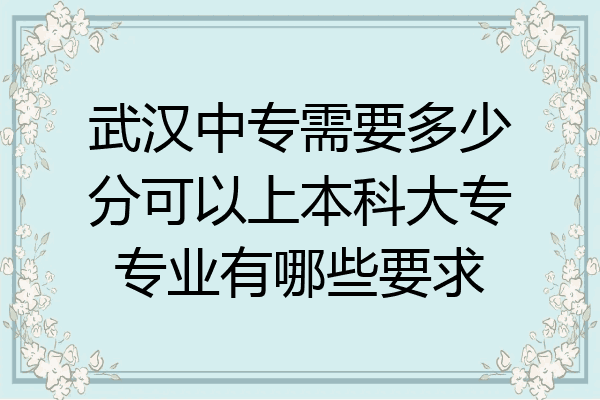 武汉中专需要多少分可以上本科大专专业有哪些要求