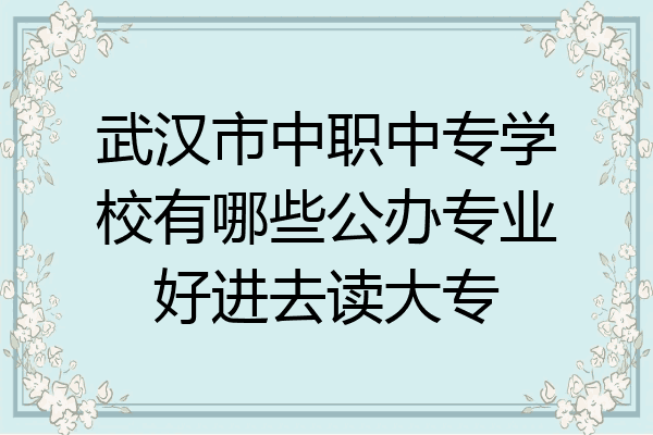 武汉市中职中专学校有哪些公办专业好进去读大专