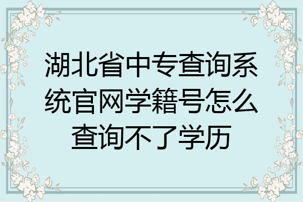 湖北省中专查询系统官网学籍号怎么查询不了学历
