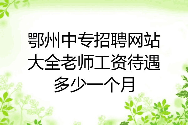 鄂州中专招聘网站大全老师工资待遇多少一个月