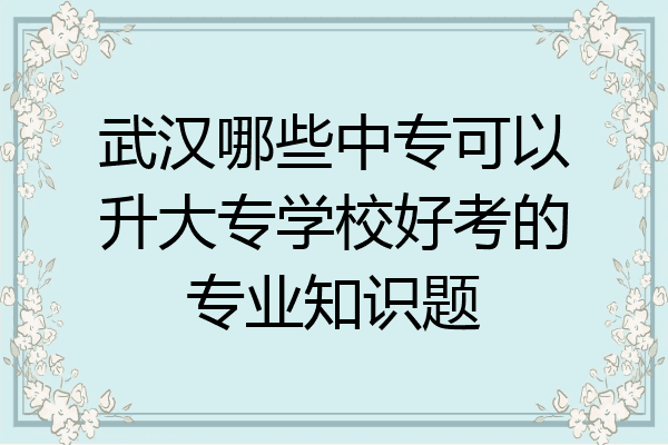 武汉哪些中专可以升大专学校好考的专业知识题