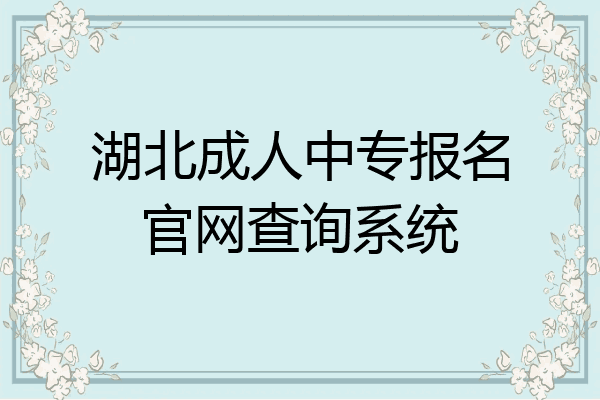 湖北成人中专报名官网查询系统