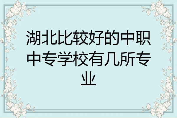 湖北比较好的中职中专学校有几所专业
