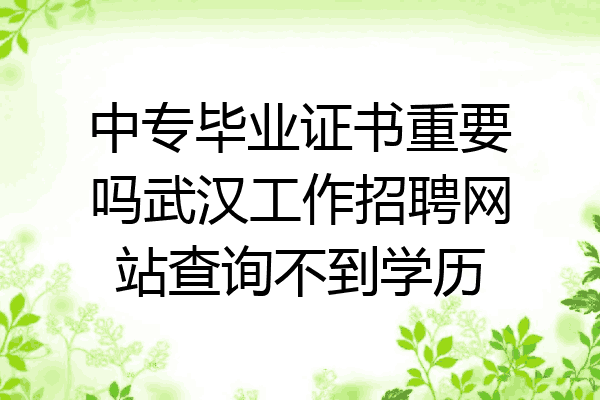 中专毕业证书重要吗武汉工作招聘网站查询不到学历