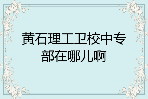 黄石理工卫校中专部在哪儿啊