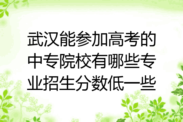 武汉能参加高考的中专院校有哪些专业招生分数低一些