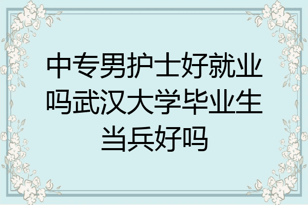 中专男护士好就业吗武汉大学毕业生当兵好吗
