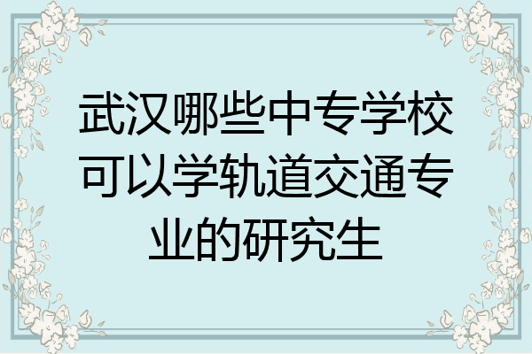 武汉哪些中专学校可以学轨道交通专业的研究生