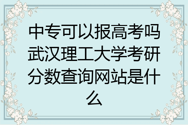 中专可以报高考吗武汉理工大学考研分数查询网站是什么