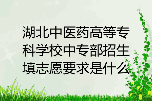 湖北中医药高等专科学校中专部招生填志愿要求是什么