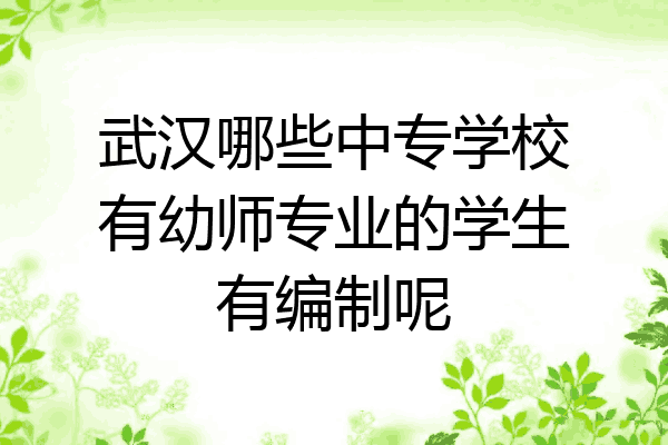 武汉哪些中专学校有幼师专业的学生有编制呢