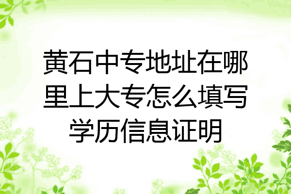 黄石中专地址在哪里上大专怎么填写学历信息证明