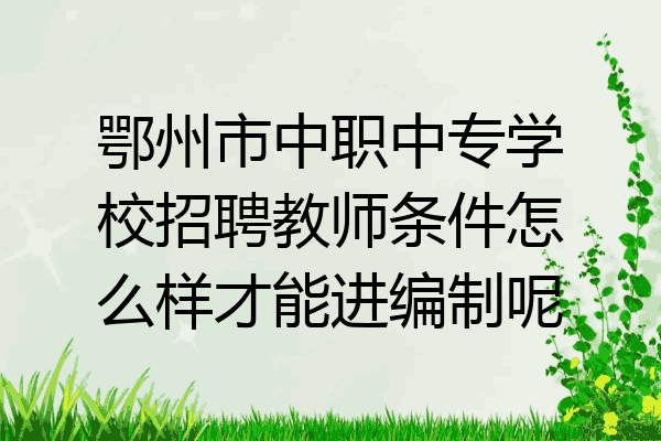 鄂州市中职中专学校招聘教师条件怎么样才能进编制呢