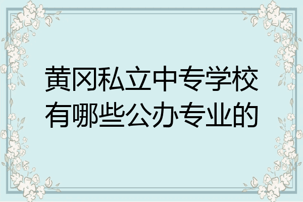 黄冈私立中专学校有哪些公办专业的