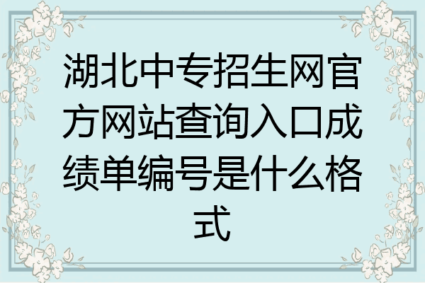 湖北中专招生网官方网站查询入口成绩单编号是什么格式