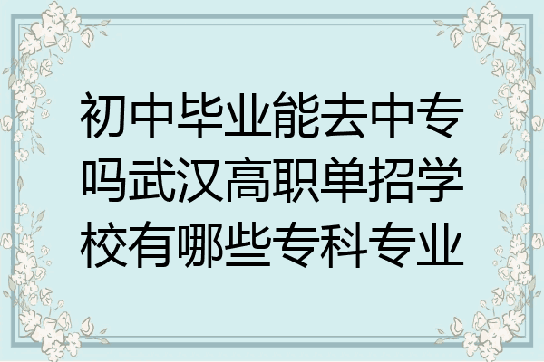 初中毕业能去中专吗武汉高职单招学校有哪些专科专业