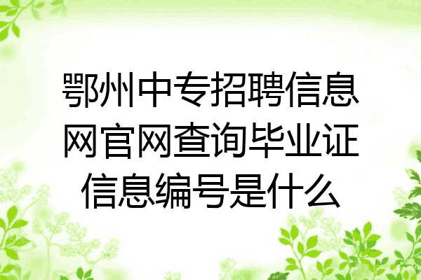 鄂州中专招聘信息网官网查询毕业证信息编号是什么
