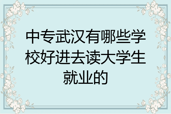 中专武汉有哪些学校好进去读大学生就业的