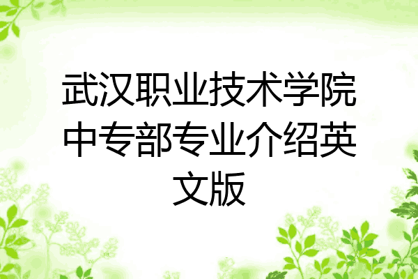 武汉职业技术学院中专部专业介绍英文版