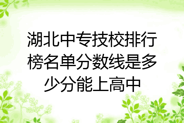 湖北中专技校排行榜名单分数线是多少分能上高中