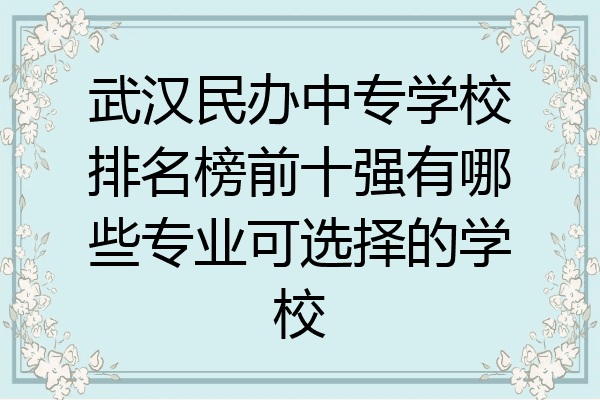 武汉民办中专学校排名榜前十强有哪些专业可选择的学校