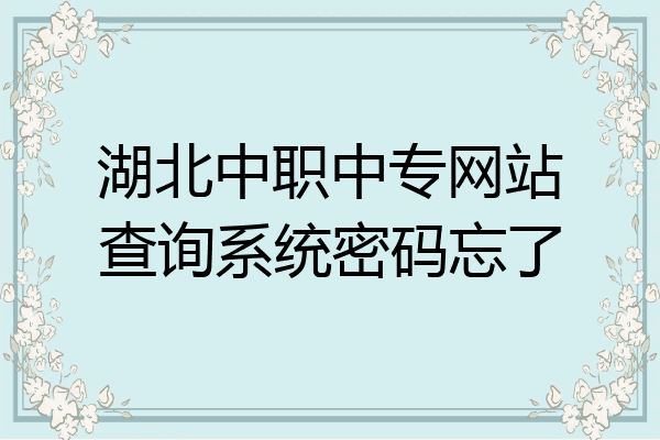 湖北中职中专网站查询系统密码忘了